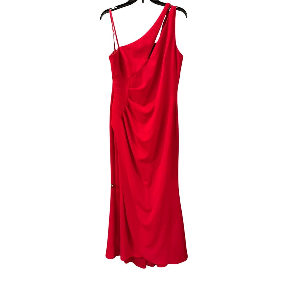 Betsy & Adam Red One-Shoulder Ruched Gown - Size 14 - Picture 7 of 7
